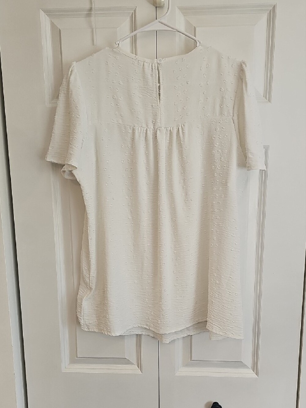 Women’s White Embroidered Short-Sleeve Blouse - Picture 5 of 5